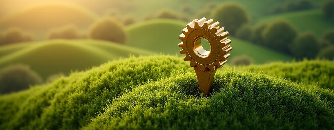 Hand-drawn style map of Drumsurn Road area with a large golden gear as a location pin